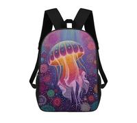 sinyumoney Colorful Jellyfish Art Print-3 17inch School Bag 3D Printed Children's School Backpack Casual Fashion Travel Backpacks for Kids School Students