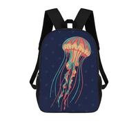 sinyumoney Colorful Jellyfish Illustration on Dark Blue Backpack School Daypacks Business Backpack Water Resistant Bookbag for Teenage Girls Boys Women Men 17inch