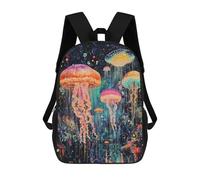 sinyumoney Colorful Jellyfish Painting School Backpack Secondary Causal Travel High School Bags for Camping Outdoor Adventures And Daily Travel 17inch