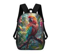 sinyumoney Colorful Jungle Parrot School Backpack School Bags For Girls Boys Backpack With Pocket Fashion School Bag Kids Backpack 17inch
