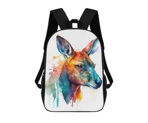 sinyumoney Colorful Kangaroo Portrait Art Print School Backpack 3D Printed School Bags Boys Girls Laptop Backpack for Kids/Students/Adults 17inch