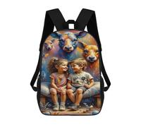 sinyumoney Colorful Kids with Animals Children's 17 Inch School Backpack 3D Printed Cool Knapsack for Kids Travel Rucksacks Book Bags Kids School Bag