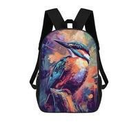 sinyumoney Colorful Kingfisher Painting Children's Backpacks School 3D Printed Bag Bookbag for Kids Travel Rucksacks Boy Girl Book Bags Kids School Bag 17inch