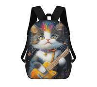 sinyumoney Colorful Kitten Guitar Painting School Bags School Secondary High School College Backpack Travel for Men, Women & Teenage Boys 17inch