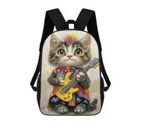 sinyumoney Colorful Kitten Guitarist Painting Backpack School Bag High Secondary School Bags Casual Backpack for Teenage Girls Boys Women Men 17inch