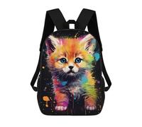 sinyumoney Colorful Kitten Painting-13 Backpack School Rucksack Casual Daypacks School Work Travel Bag for Men, Women & Teenage Boys 17inch