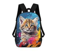 sinyumoney Colorful Kitten Painting-14 Children's Backpacks School Backpack 3D Printed for Kids Travel Rucksacks Book Bags Kids 17inch School Bag