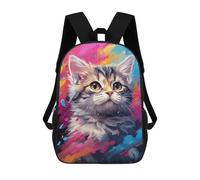 sinyumoney Colorful Kitten Painting-5 Backpack School Bag High Secondary School Bags Casual Backpack - Perfect for Travel, Work And Daily Use 17inch