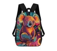 sinyumoney Colorful Koala Art Electric Koala Funky Australian Animal Children's Backpacks School Backpack 3D Printed for Kids Travel Rucksacks Book Bags Kids 17inch School Bag