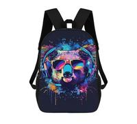 sinyumoney Colorful Koala Headphones Art Print Rucksacks 3D Printed Children 17inch Backpacks Fashion Casual Daypack Travel Bags Outdoor Casual Daypack for Boy And Girl