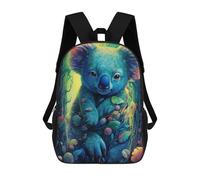 sinyumoney Colorful Koala in Fantasy Forest Backpacks, Kids Backpack Student School Bag 3D Printed Travel Backpacks Fashion Accessory Backpack Children Waterproof School Bags 17inch