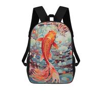 sinyumoney Colorful Koi Fish Painting Kids Backpack,School Backpack Kids School Bag 3D Printed Cartoon Large Capacity Backpack for Kids Boys And Girls 17inch