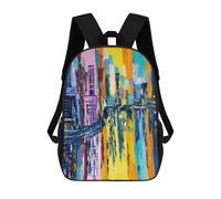 sinyumoney Colorful Lake District 3D Printed Children's School Backpack for Kids High Capacity Travel Rucksacks 17 Inch Book Bags Kids