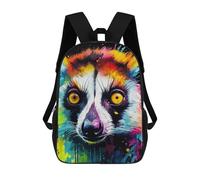 sinyumoney Colorful Lemur Portrait-2 Children's Backpack, Schoolbag Large Capacity Students Bookbag Rucksack Knapsack for Boys Girls Adults Teen 17inch