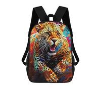 sinyumoney Colorful Leopard Artwork Backpacks, Kids Backpack Student School Bag 3D Printed Travel Backpacks Fashion Accessory Backpack Children Waterproof School Bags 17inch