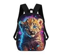 sinyumoney Colorful Leopard Cub Art Print -2 Rucksack Rucksack Casual Daypacks School Work Travel Bag for Men, Women & Teenage Boys 17inch