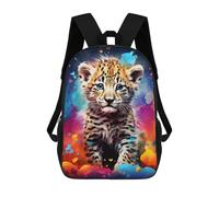 sinyumoney Colorful Leopard Cub Art Print Backpack School Lightweight Airport College Students Back Pack for School/Work/Travel 17inch