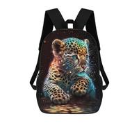 sinyumoney Colorful Leopard Cub Kids School Backpack 3D Printed Backpacks Fashion School Bag Rucksacks for Boys Elementary And Middle School Students 17inch