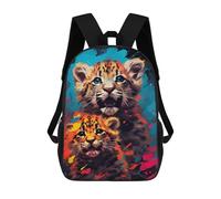 sinyumoney Colorful Leopard Cubs Art Print Backpacks Kids 17inch School Backpack School Bag 3D Printed School Bag for Boys Elementary And Middle School Students