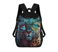 sinyumoney Colorful Leopard Glasses Art Print-2 Children's 17 Inch School Backpack 3D Printed Cool Knapsack for Kids Travel Rucksacks Book Bags Kids School Bag