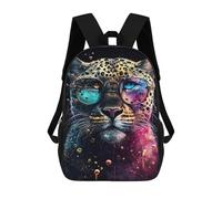sinyumoney Colorful Leopard Glasses Art Print School Bags Fashion Stationery Backpack Waterproof Casual Daypacks for Men, Women & Teenage Boys 17inch
