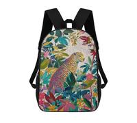 sinyumoney Colorful Leopard in Jungle 3D Printed 17inch Kids School Bag Rucksacks Children's School Fashion Casual Back Pack High Capacity Travel Book Bags