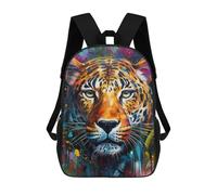 sinyumoney Colorful Leopard Portrait -14 School Backpack Rucksack Casual Daypacks School Work Travel Bag for Men, Women & Teenage Boys 17inch