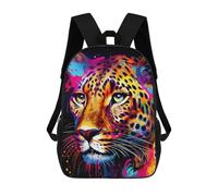 sinyumoney Colorful Leopard Portrait-26 Kids School Backpack 3D Printed Backpacks Fashion School Bag Rucksacks for Boys Elementary And Middle School Students 17inch