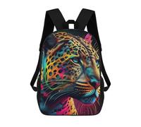 sinyumoney Colorful Leopard Portrait -7 3D Printed Children's School Backpack for Kids Travel Rucksacks Book Bags Kids School Bag 17inch