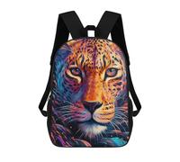 sinyumoney Colorful Leopard Portrait Kids School Backpack 3D Printed Backpacks Fashion School Bag Rucksacks for Boys Elementary And Middle School Students 17inch