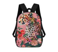 sinyumoney Colorful Leopard with Flowers Backpack School Bag Travel College Rucksack Backpacks for Girl, Teen Girls 17inch
