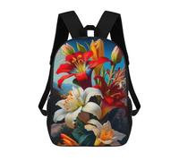 sinyumoney Colorful Lily Bouquet Painting Backpack School Bag High Secondary School Bags Casual Backpack - Perfect for Travel, Work And Daily Use 17inch