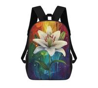 sinyumoney Colorful Lily Flower Art-3 Backpack 3D Print Kids Bag Elementary Students Daypack Lightweight School Bag for Children Girls Boys Nursery Lunch Pack 17inch