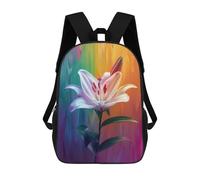 sinyumoney Colorful Lily Flower Art Print-3 Backpack School Daypacks Business Backpack Water Resistant Bookbag for Boys/Girls/Teenagers 17inch