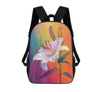 sinyumoney Colorful Lily Flower Art Print Backpack School Bag High Secondary School Bags Casual Backpack for Teenage Girls Boys Women Men 17inch