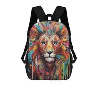 sinyumoney Colorful Lion Abstract Art Children's School Backpack 3D Printed for Kids Travel Rucksacks Book Bags for Boys Elementary School Students 17inch