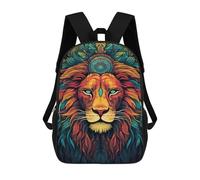 sinyumoney Colorful Lion Art Print-20 School Backpack Fashion Stationery Backpack Waterproof Casual Daypacks for Men/Women 17inch