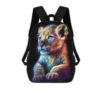 sinyumoney Colorful Lion Cub Artwork 3D Printed Children's School Backpack for Kids Travel Rucksacks Book Bags Kids School Bag 17inch