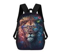 sinyumoney Colorful Lion Glasses Art Print -2 Backpack School Bag Lightweight Airport College Students Back Pack for School/Work/Travel 17inch