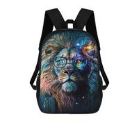 sinyumoney Colorful Lion Glasses Art Print Backpack School Bag High Secondary School Bags Casual Backpack for Teenage Girls Boys Women Men 17inch