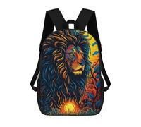 sinyumoney Colorful Lion Illustration -1 Backpack Kids School Bag Boys Cartoon 3D Print Students Schoolbag Laptop Daypack for Boys Girls 17inch