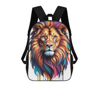 sinyumoney Colorful Lion Illustration Backpack 3D Print Kids Bag Elementary Students Daypack Lightweight School Bag for Children Girls Boys Nursery Lunch Pack 17inch