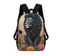 sinyumoney Colorful Lion in Flowers Backpack School Bag Business Laptop Rucksack Bag Unisex Casual Daypack for Men/Women 17inch