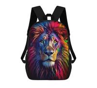 sinyumoney Colorful Lion Portrait-3 Backpack 3D Print Kids Bag Elementary Students Daypack Lightweight School Bag for Children Girls Boys Nursery Lunch Pack 17inch