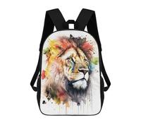 sinyumoney Colorful Lion Portrait Art Print -2 3D Printed School Bag Children's School Backpack Schoolbags Travel Backpacks Casual Fashion Bag for Kids School Students 17inch