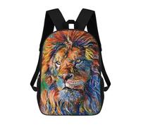 sinyumoney Colorful Lion Portrait Artwork -3 Fashion Student School Backpack Suitable for Boys Girls Kids Casual Outdoor Travel Essential Daypack 17inch