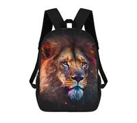 sinyumoney Colorful Lion Portrait Artwork -4 Backpacks Kids Student Schoolbag,3D Printed Backpacks,Elementary And Middle School Students Backpacks for Boys Girls 17inch