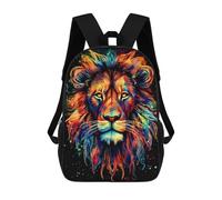 sinyumoney Colorful Lion Portrait Artwork -8 Kids Backpacks,3D Personalized School Bookbags for Boys Girls Large Schoolbags Casual Daypack 17inch