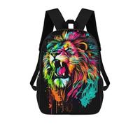 sinyumoney Colorful Lion Roar Artwork -1 School Backpack Daypacks Business Backpack Water Resistant Bookbag for School/Work/Travel 17inch
