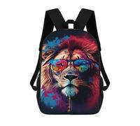 sinyumoney Colorful Lion Sunglasses Art Print -2 Rucksack School Secondary High School College Backpack Travel for Campus Outdoor Travel Sports 17inch
